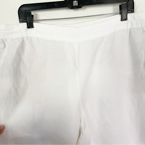 LOFT Women's Wide Leg Crop High Rise White Linen Stretchy Waist Pants Size XXL - Picture 7 of 10